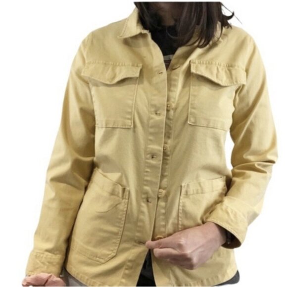 Anthropologie Shirt Barn Jacket Sanctuary Beige Yellow Size Small Pocket Utility - Picture 1 of 10